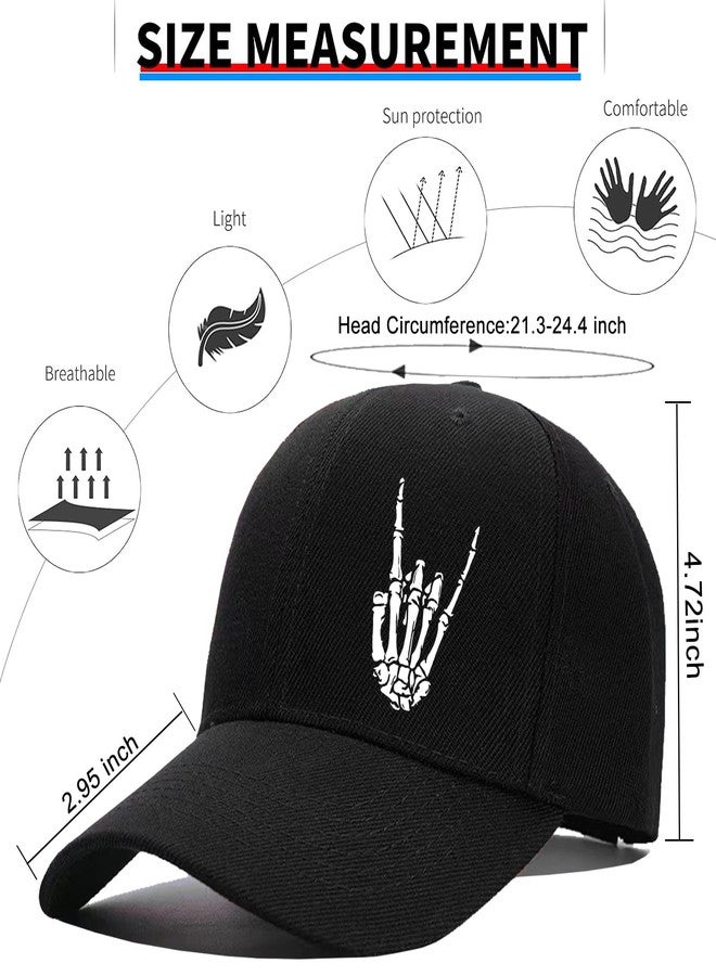 viofre Mens Hats Black Baseball Cap for Men Skull Snapback Hats for Men Fitted Fishing Snap Back Baseball Hat Mens Trucker Cap for Women Flat Bill Brim caps Gifts Hiphop Golf Accessories - Image 2